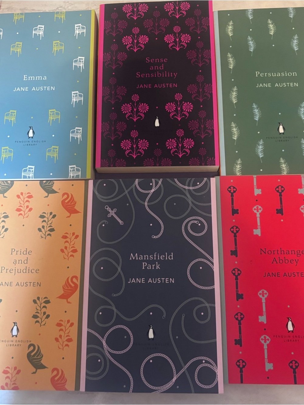 Jane Austen Book Set - Assorted Covers (Green, Pink, Blue, Orange, Black, Red)